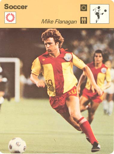 Mike Flanagan of the New England Tea Men on a 1979 Sportscasters subscription card