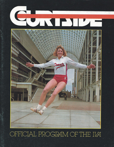 Jerrie McGahan on the cover of a 1980 Denver Comets program from the International Volleyball Association