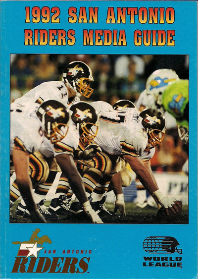 1992 San Antonio Riders Media Guide from the World League of American Football League