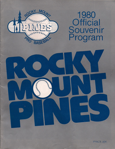 1980 Rocky Mounts Pines baseball program from the Carolina League