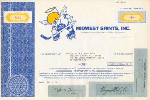 Green Bay Packers common stock certificate with prospectus & transmittal  letter