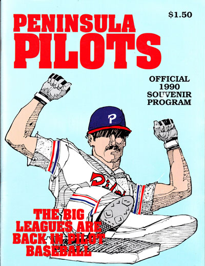 1990 Peninsula Pilots baseball program from the Carolina League