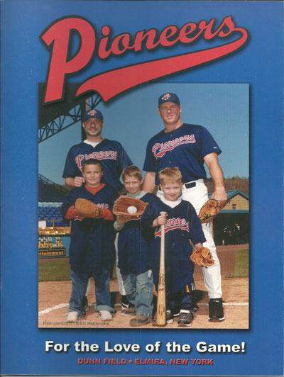 2002 Elmira Pioneers baseball program from the Northeast League