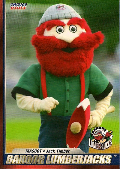 Bangor Lumberjacks baseball team mascot Jack Timber on a 2003 trading card