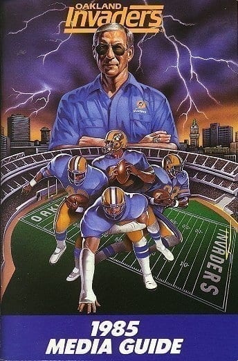 1985 Oakland Invaders media guide from the United States Football League