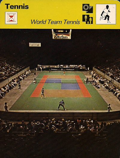 The World Team Tennis multi-colored court developed in the 1970's