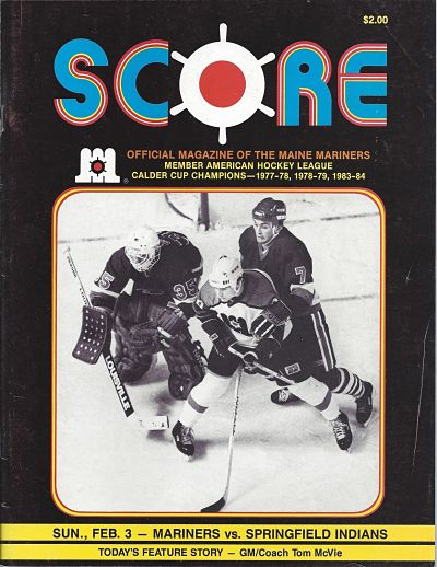 SCORE Maine Mariners Magazine Program vs Springfield AHL Hockey 1979