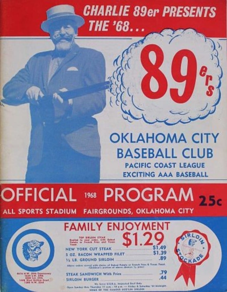 1968 Oklahoma City 89ers Baseball Program from the Pacific Coast League
