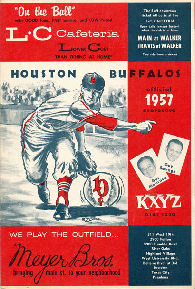 1957 Houston Buffalos baseball program from the Texas League