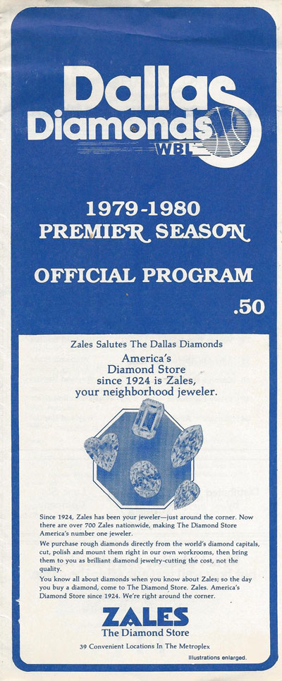 1979 Dallas Diamonds program from the Women's Basketball League