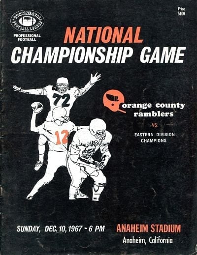 1967 Orange County Ramblers Continental Football League Championship Game Program