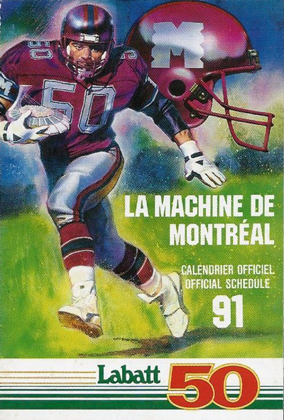1991 Montreal Machine Pocket Schedule from the World League of American Football