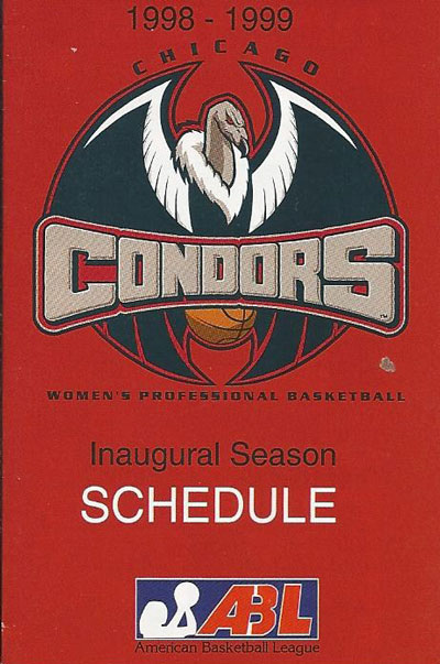 1998-99 Chicago Condors pocket schedule from the American Basketball League
