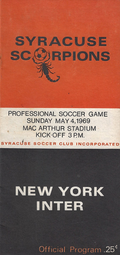 1969 Syracuse Scorpions Program from the American Soccer League