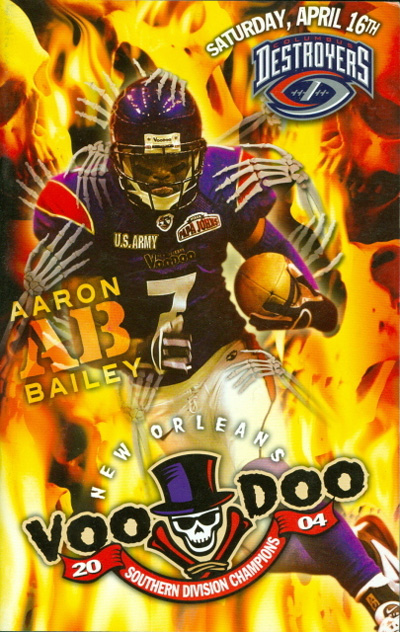 Aaron Bailey on the cover of a 2005 New Orleans Voodoo program from the Arena Football League