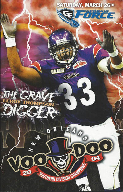Leroy Thompson on the cover of a 2005 New Orleans Voodoo program from the Arena Football League