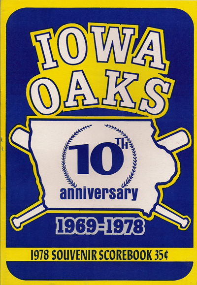 1978 Iowa Oaks baseball program from the American Association