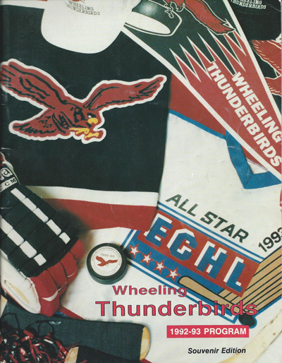 1992 Wheeling Thunderbirds program from the East Coast Hockey League