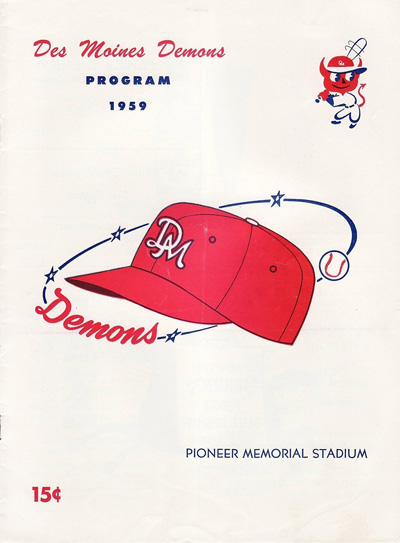 1959 Des Moines Demons Baseball Program from the Three-I League