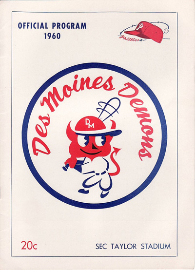 1960 Des Moines Demons Baseball Program from the Three-I League
