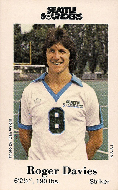 Roger Davies of the Seattle Sounders in a 1980 North American Soccer League trading card