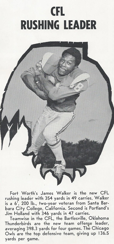 Halfback James Walker poses in his 1969 Fort Worth Braves uniform from the Continental Football League