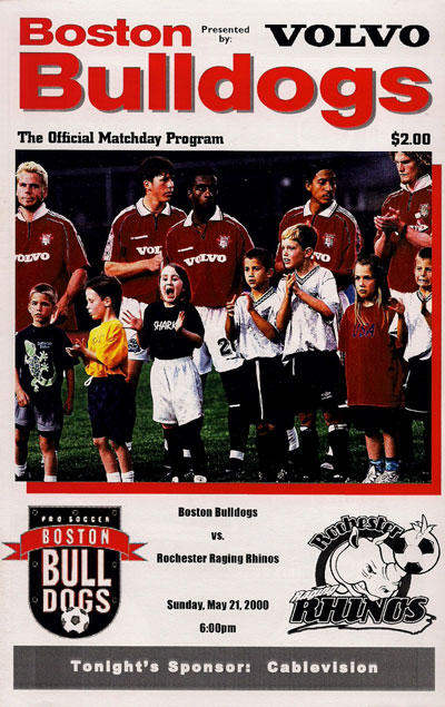 2000 Boston Bulldogs program from the United Soccer Leagues' A-League
