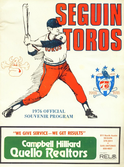 1976 Seguin Toros baseball program from the Gulf States League