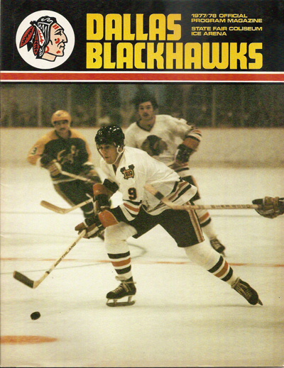 1977 Dallas Black Hawks program from the Central Hockey League