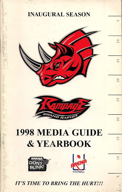 1998 Grand Rapids Rampage Media Guide from the Arena Football League