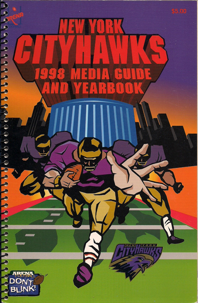 1998 New York Cityhawks Media Guide from the Arena Football League