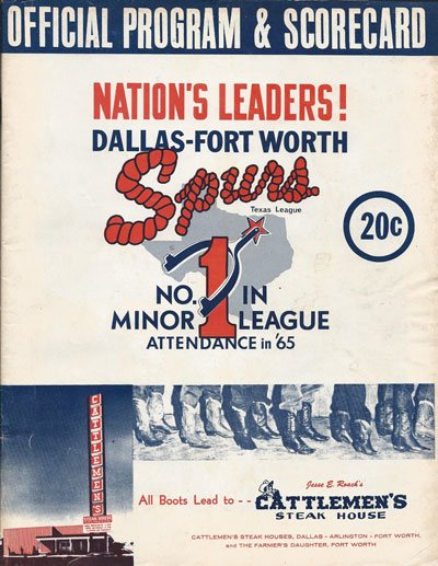 1966 Dallas-Ft. Worth Spurs baseball program from the Texas League
