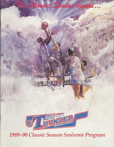 1989-90 Quad City Thunder program from the Continental Basketball Association