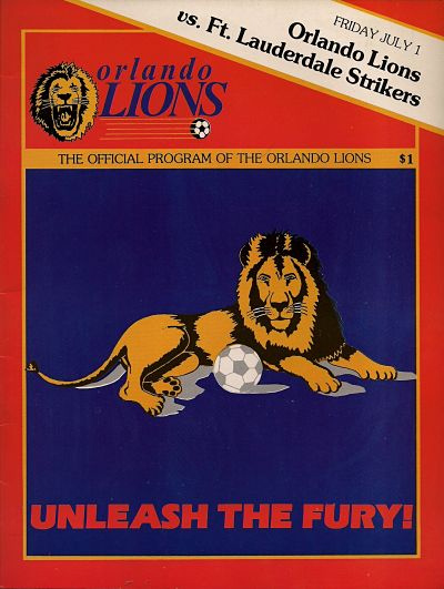 1988 Orlando Lions program from the American Soccer League