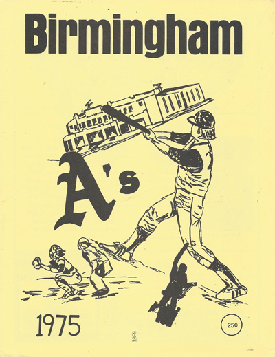 1975 Birmingham Athletics baseball program from the Southern League