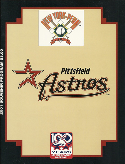 2001 Pittsfield Astros baseball program from the New York-Penn League
