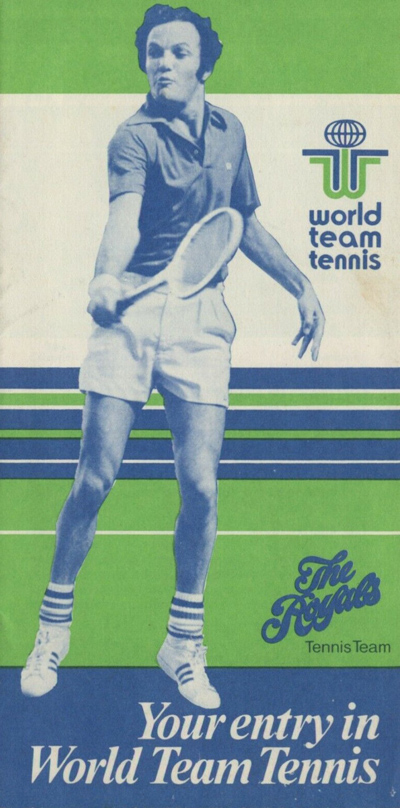 Tom Okker on the cover of a 1974 Toronto-Buffalo Royals Brochure from World Team Tennis