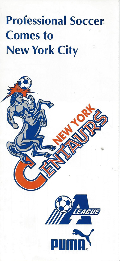 1995 New York Centaurs soccer ticket brochure from the A-League
