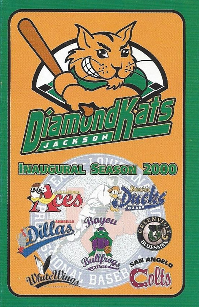 2000 Jackson DiamondKats Baseball Pocket Schedule from the Texas-Louisiana League