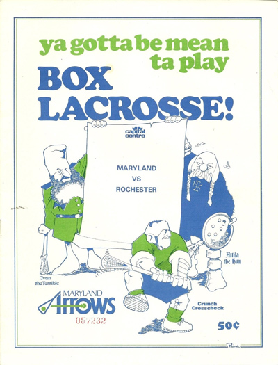 1974 Maryland Arrows program from the National Lacrosse League