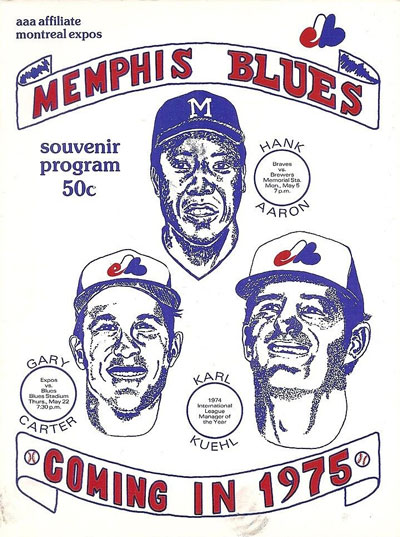 1975 Memphis Blues baseball program from the International League
