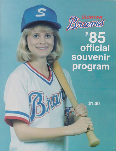 1985 Sumter Braves baseball program from the South Atlantic League