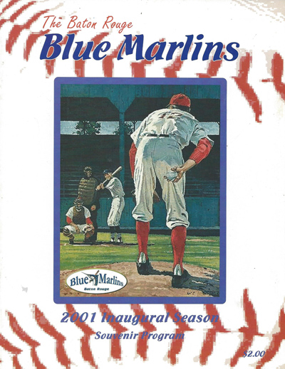2001 Baton Rouge Blue Marlins baseball program from the All-American Association