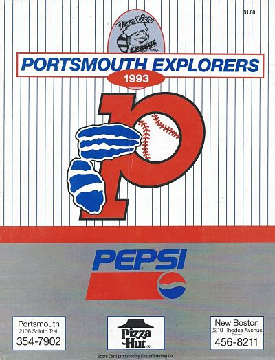 1993 Portsmouth Explorers baseball program from the Frontier League