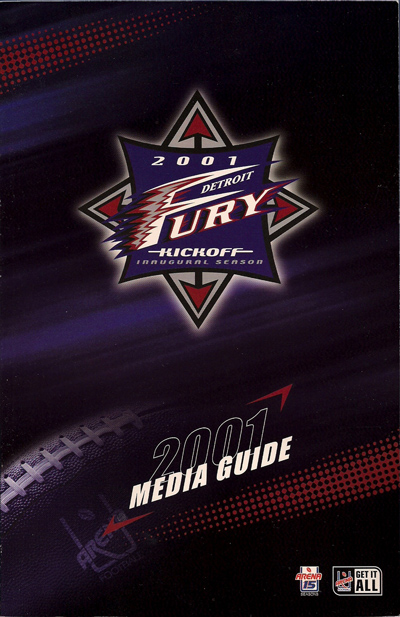 2001 Detroit Fury Media Guide from the Arena Football League