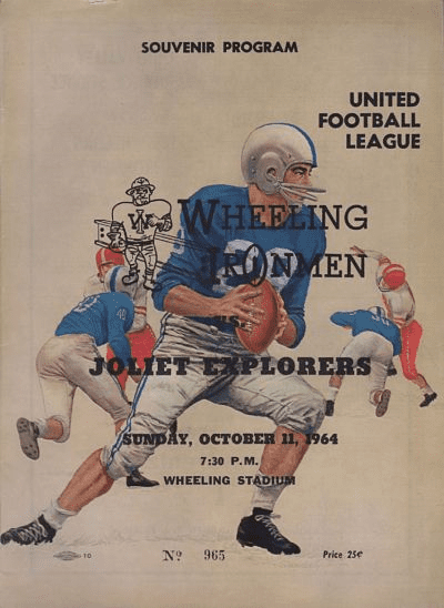 1964 Wheeling Ironmen football program from the the United Football League