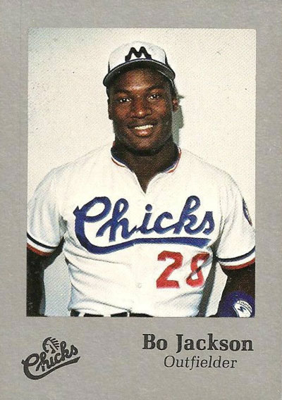 Bo Jackson of the Memphis Chicks on a 1986 minor league trading card
