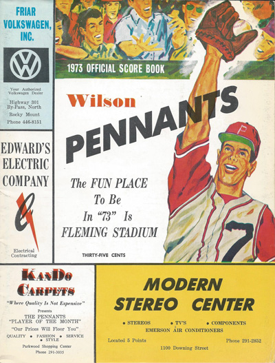 1973 Wilson Pennants baseball program from the Carolina League