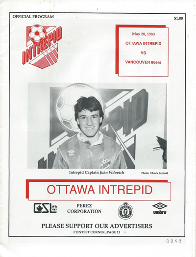 1989 Ottawa Intrepid program from the Canadian Soccer League