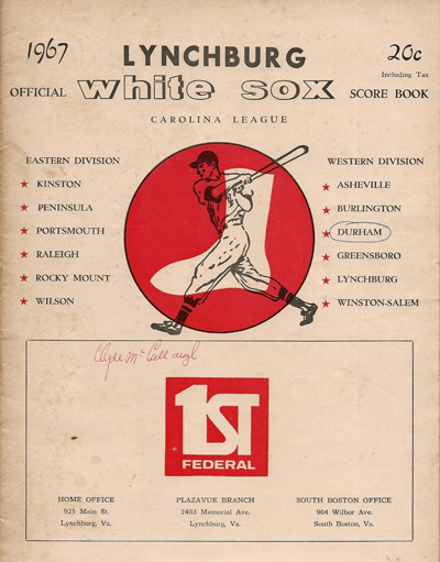 1967 Lynchburg White Sox Program. Carolina League Baseball